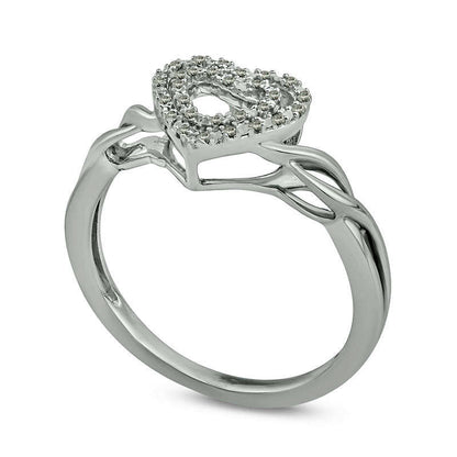 0.05 CT. T.W. Natural Diamond Double Heart Twist Ring in Sterling Silver