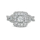 2.10 CT. T.W. Princess-Cut Natural Diamond Double Frame Twist Engagement Ring in Solid 14K White Gold - Size 7