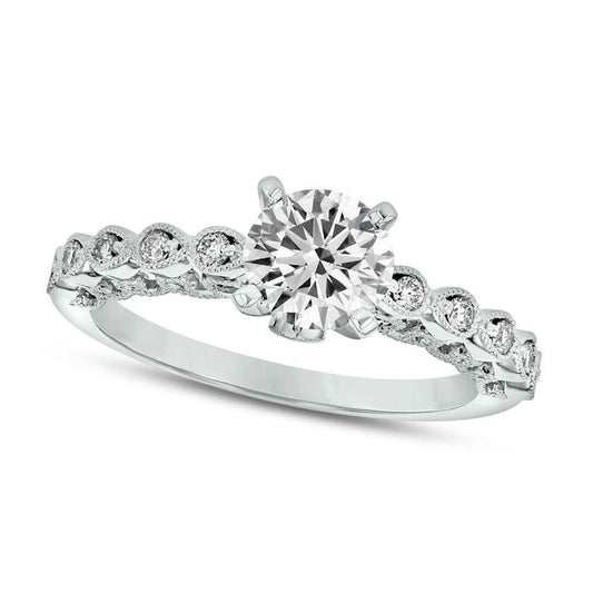 0.75 CT. T.W. Natural Diamond Teardrop Shank Antique Vintage-Style Engagement Ring in Solid 14K White Gold