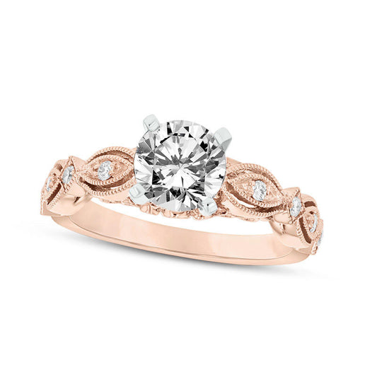 0.63 CT. T.W. Natural Diamond Sculpted Shank Antique Vintage-Style Engagement Ring in Solid 14K Rose Gold
