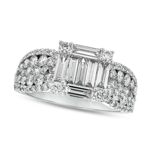 1.38 CT. T.W. Baguette Composite Natural Diamond Engagement Ring in Solid 18K White Gold (G/SI2)