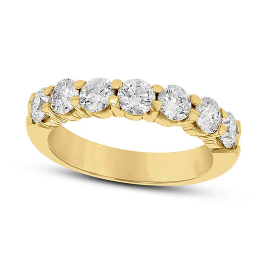 1.5 CT. T.W. Natural Diamond Seven Stone Anniversary Band in Solid 14K Gold