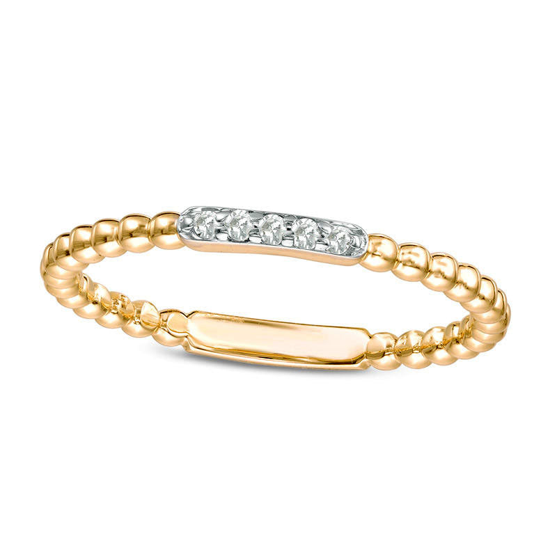 0.05 CT. T.W. Natural Diamond Beaded Anniversary Band in Solid 10K Yellow Gold