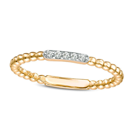 0.05 CT. T.W. Natural Diamond Beaded Anniversary Band in Solid 10K Yellow Gold