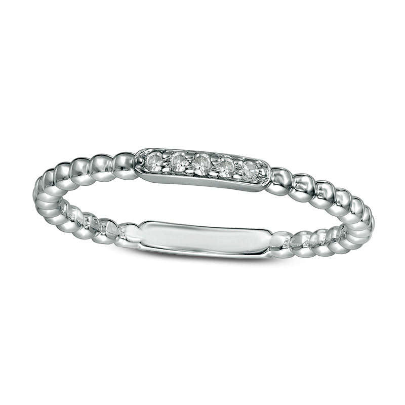 0.05 CT. T.W. Natural Diamond Beaded Anniversary Band in Solid 10K White Gold