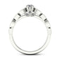 0.38 CT. T.W. Natural Diamond Alternating Antique Vintage-Style Bridal Engagement Ring Set in Solid 14K White Gold