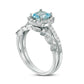 6.0mm Cushion-Cut Aquamarine and 0.20 CT. T.W. Natural Diamond Frame Art Deco Bridal Engagement Ring Set in Solid 10K White Gold