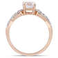 6.0mm Lab-Created White Sapphire and 0.07 CT. T.W. Diamond Infinity Shank Engagement Ring in Solid 10K Rose Gold