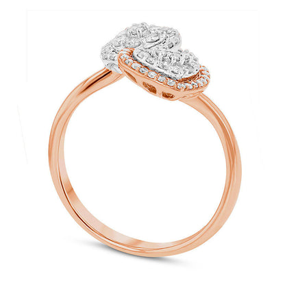 0.38 CT. T.W. Natural Diamond Heart and Circle Bypass Open Ring in Solid 14K Two-Tone Gold - Size 7
