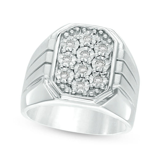 Men's 0.25 CT. T.W. Composite Natural Diamond Signet Ring in Sterling Silver
