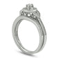 0.20 CT. T.W. Natural Diamond Frame Art Deco Bridal Engagement Ring Set in Sterling Silver
