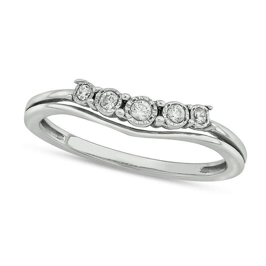 0.07 CT. T.W. Natural Diamond Five Stone Stacked Contour Anniversary Band in Sterling Silver