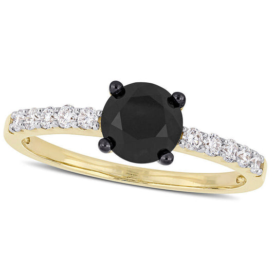 1.25 CT. T.W. Enhanced Black and White Natural Diamond Engagement Ring in Solid 14K Gold