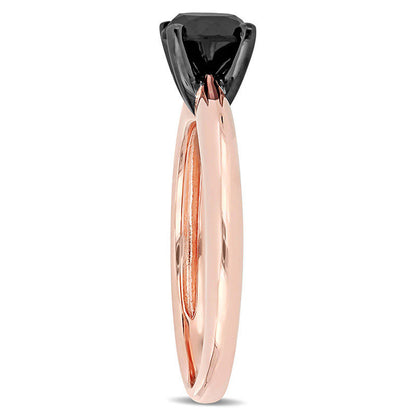 1.0 CT. Enhanced Black Natural Clarity Enhanced Diamond Solitaire Engagement Ring in Solid 14K Rose Gold
