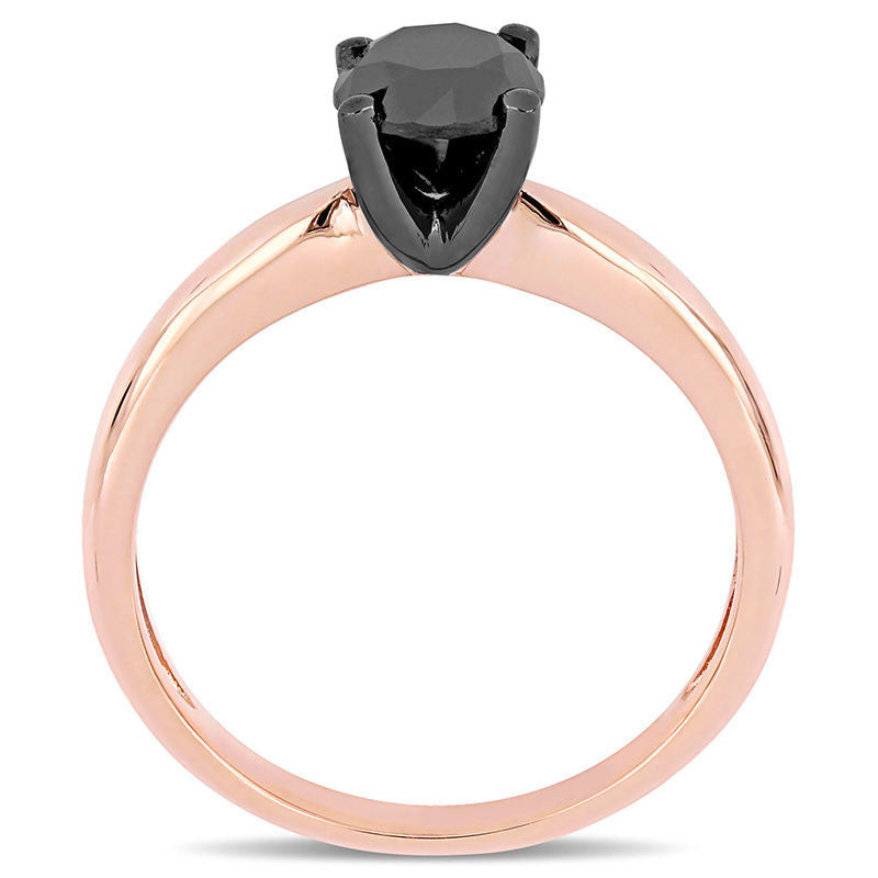 1.0 CT. Enhanced Black Natural Clarity Enhanced Diamond Solitaire Engagement Ring in Solid 14K Rose Gold