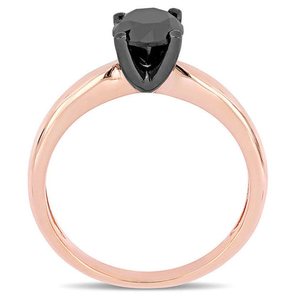 1.0 CT. Enhanced Black Natural Clarity Enhanced Diamond Solitaire Engagement Ring in Solid 14K Rose Gold