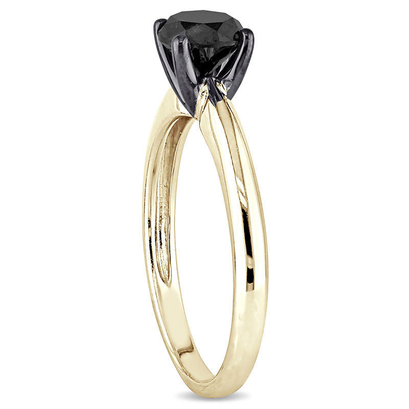 1.0 CT. Enhanced Black Natural Clarity Enhanced Diamond Solitaire Engagement Ring in Solid 14K Gold