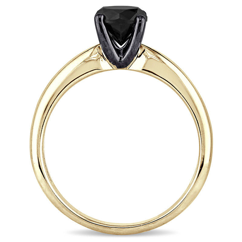 1.0 CT. Enhanced Black Natural Clarity Enhanced Diamond Solitaire Engagement Ring in Solid 14K Gold