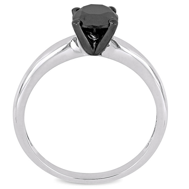 1.0 CT. Enhanced Black Natural Clarity Enhanced Diamond Solitaire Engagement Ring in Solid 14K White Gold