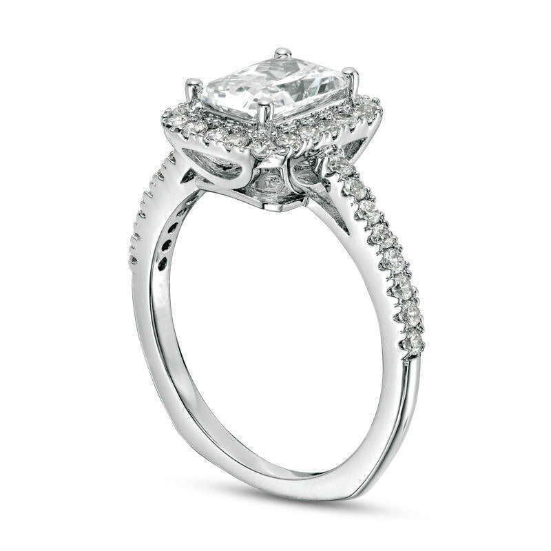 Emerald-Cut Lab-Created White Sapphire Frame Ring in Sterling Silver