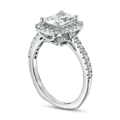 Emerald-Cut Lab-Created White Sapphire Frame Ring in Sterling Silver