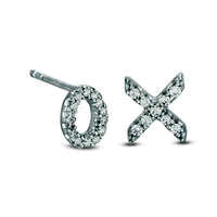 0.1 CT. T.W. Diamond "XO" Stud Earrings in Sterling Silver