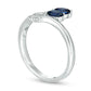 Marquise Lab-Created Blue and White Sapphire Arrow Bypass Ring in Sterling Silver