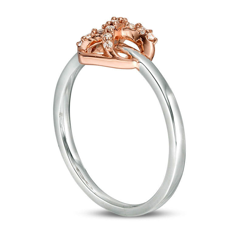 0.07 CT. T.W. Natural Diamond Infinity Knot Heart Ring in Sterling Silver and Solid 10K Rose Gold