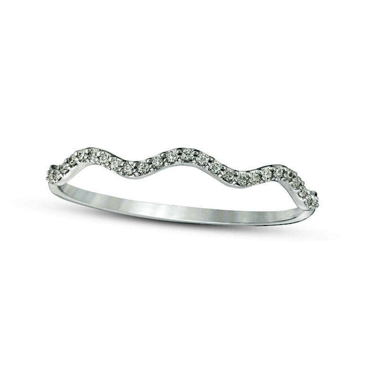 0.07 CT. T.W. Natural Diamond Wave Band in Solid 10K White Gold