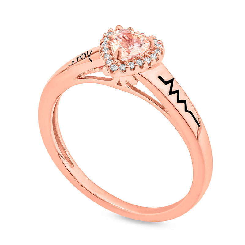 4.0mm Heart-Shaped Morganite and Natural Diamond Accent Frame Promise Ring in Sterling Silver with Solid 14K Rose Gold Plate (1 Line)