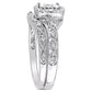 0.20 CT. T.W. Natural Diamond Cushion Frame Twist Antique Vintage-Style Bridal Engagement Ring Set in Sterling Silver