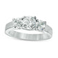 1.5 CT. T.W. Natural Diamond Three Stone Satin-Finish Engagement Ring in Solid 14K White Gold