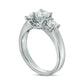 1.5 CT. T.W. Natural Diamond Three Stone Satin-Finish Engagement Ring in Solid 14K White Gold