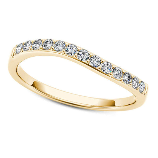 0.25 CT. T.W. Natural Diamond Wave Anniversary Band in Solid 10K Yellow Gold
