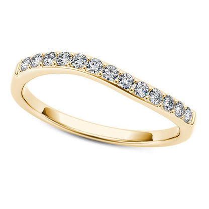 0.25 CT. T.W. Natural Diamond Wave Anniversary Band in Solid 10K Yellow Gold