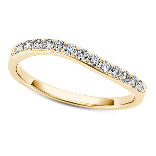 0.25 CT. T.W. Natural Diamond Wave Anniversary Band in Solid 10K Yellow Gold