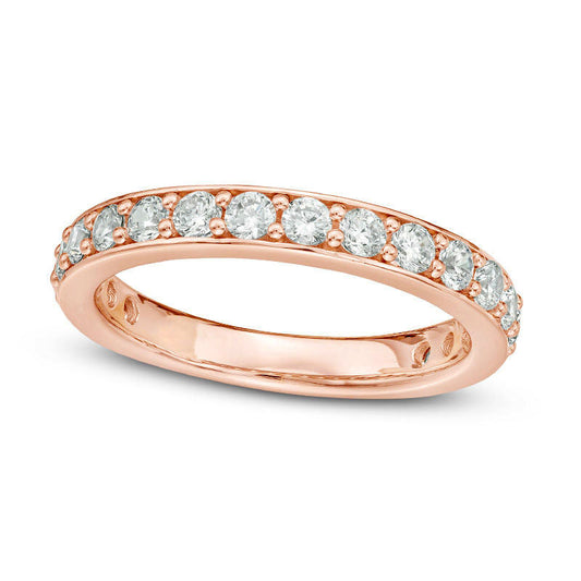 1.0 CT. T.W. Natural Diamond Wedding Band in Solid 10K Rose Gold