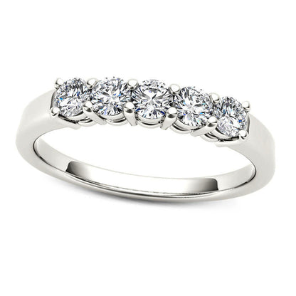 0.50 CT. T.W. Natural Diamond Five Stone Anniversary Band in Solid 10K White Gold
