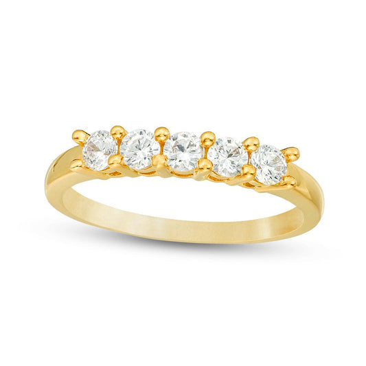 0.50 CT. T.W. Natural Diamond Five Stone Anniversary Band in Solid 10K Yellow Gold