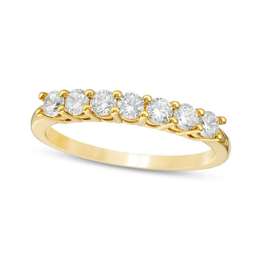 0.63 CT. T.W. Natural Diamond Seven Stone Anniversary Band in Solid 10K Yellow Gold