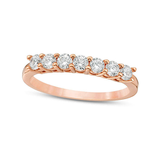 0.63 CT. T.W. Natural Diamond Seven Stone Anniversary Band in Solid 10K Rose Gold