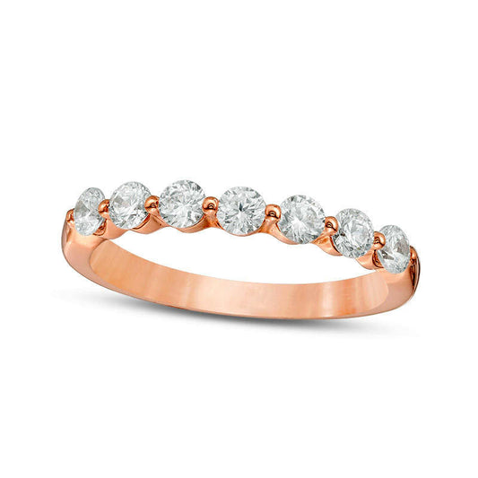 0.75 CT. T.W. Natural Diamond Seven Stone Anniversary Band in Solid 10K Rose Gold