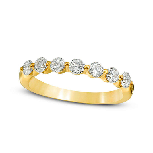 0.75 CT. T.W. Natural Diamond Seven Stone Anniversary Band in Solid 10K Yellow Gold