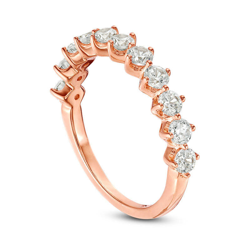 1.0 CT. T.W. Natural Diamond Eleven Stone Anniversary Band in Solid 10K Rose Gold
