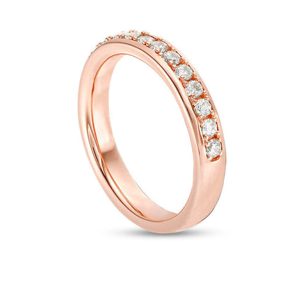 0.50 CT. T.W. Natural Diamond Wedding Band in Solid 10K Rose Gold
