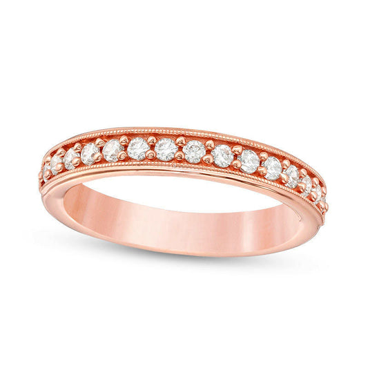 0.38 CT. T.W. Natural Diamond Antique Vintage-Style Wedding Band in Solid 10K Rose Gold