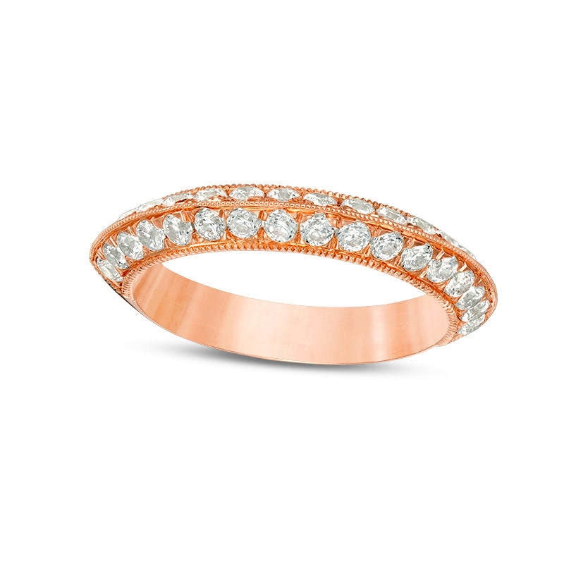 1.0 CT. T.W. Natural Diamond Double Row Antique Vintage-Style Wedding Band in Solid 10K Rose Gold