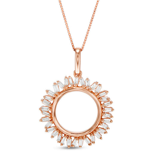 0.25 CT. T.W. Baguette Natural Diamond Sunburst Pendant in 10K Rose Gold