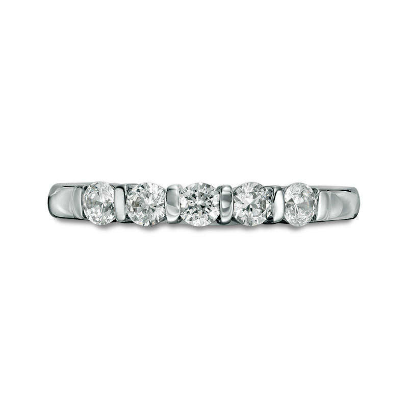 0.50 CT. T.W. Natural Diamond Five Stone Vertical Bar Anniversary Band in Solid 10K White Gold