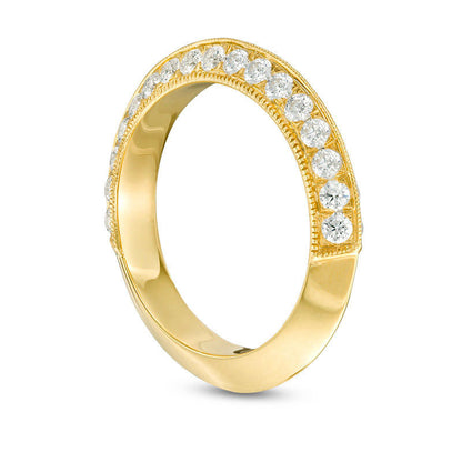 1.0 CT. T.W. Natural Diamond Double Row Antique Vintage-Style Wedding Band in Solid 10K Yellow Gold